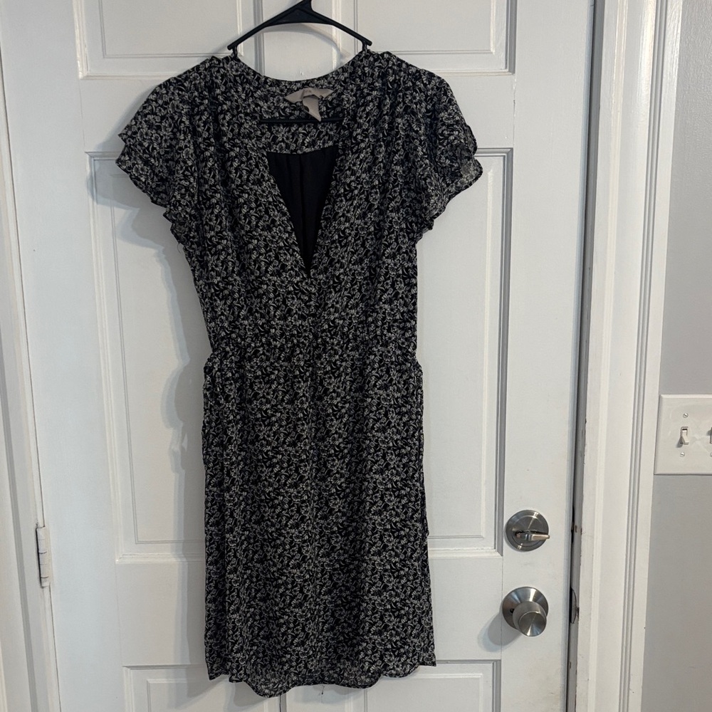 H&M Black & White Floral Midi Dress